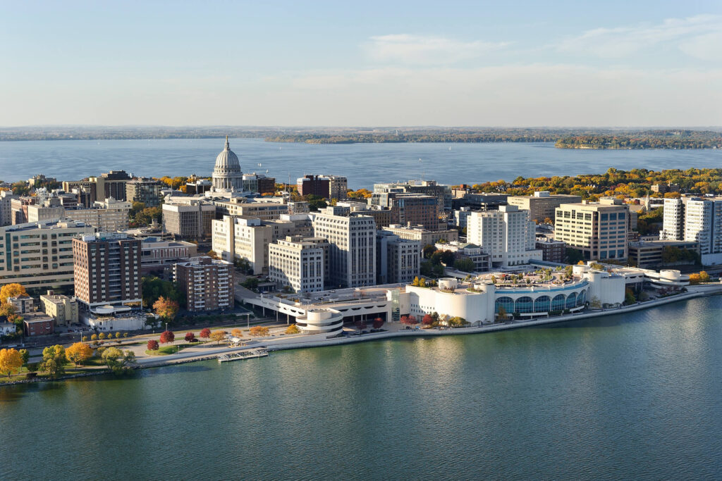 Aerial view of Madison, Wisconsin.