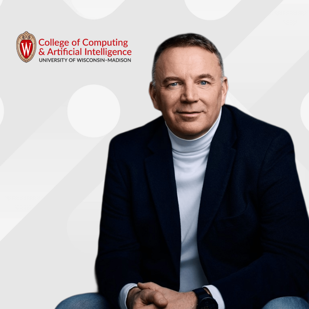 Headshot of Patrick McDaniel with the logo for the college of computing and Artificial Intelligence