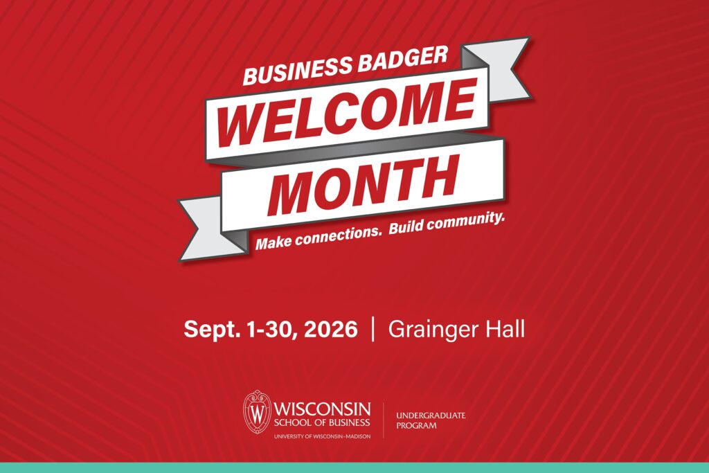 Header stating that Business Badger Welcome Month is September. 1-20, 2026.
