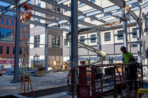 construction outside grainger hall.