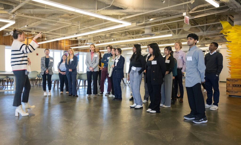 A group of students at the Chicago career trek.