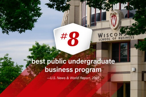 Grainger Hall with shield #8 best public undergraduate business program