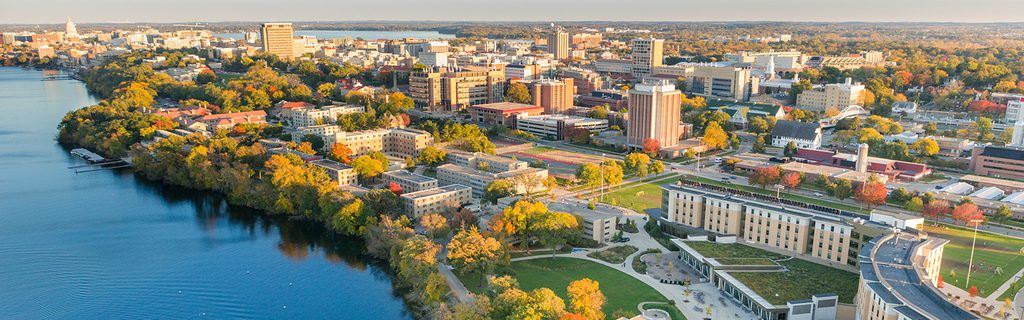 Skyview picture of the city of Madison, Wisconsin