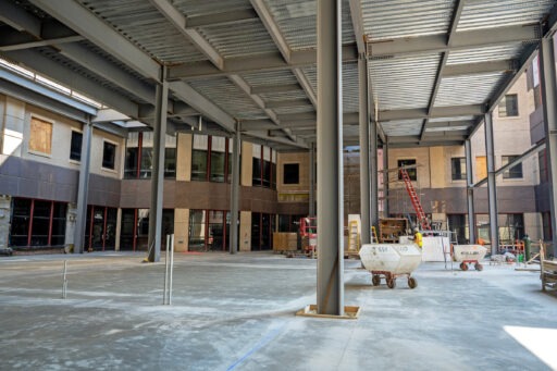 Construction progress photo of Grainger Hall first floor